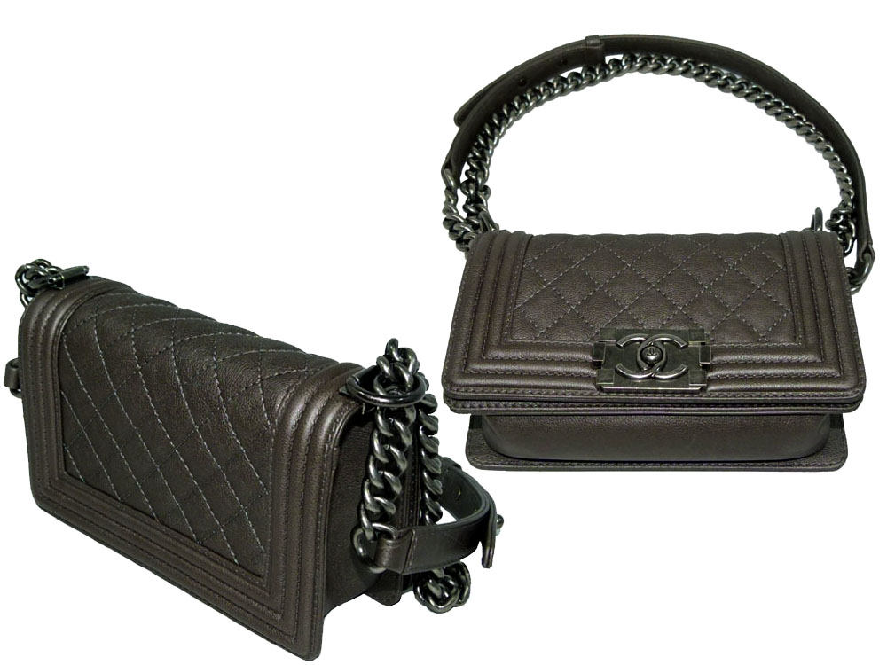 Chanel 18376512 Chanel Boy Gunmetal Grey Small Silver Hardware-25373