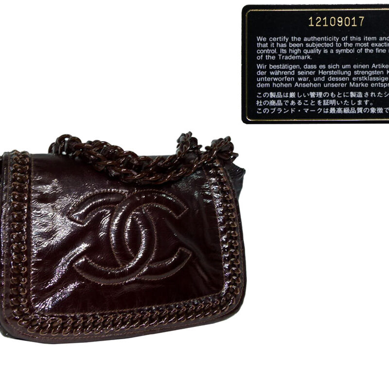 Chanel 12109017 Chocolate Patent Plastic Modern Chain Accordion Flap Hobo Bag-0