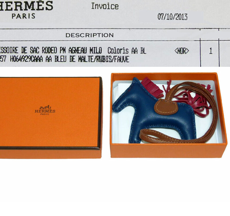 Hermes Rodeo PM Horse Bag Charm Trio Color Bleu De Malte/Rubis/Fauve-0
