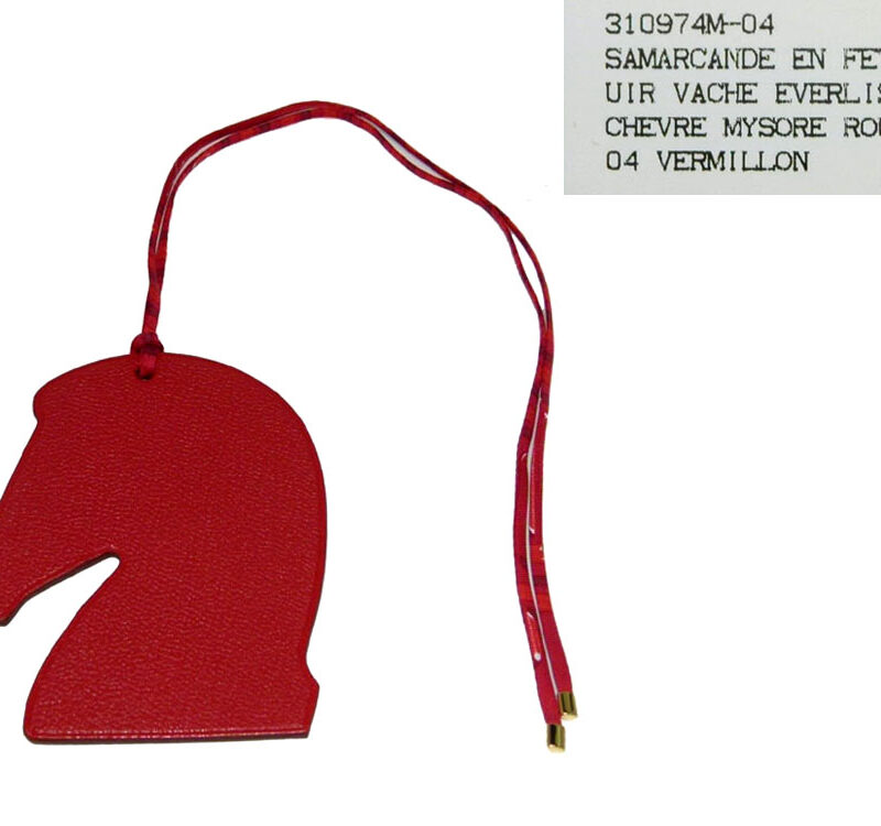 Hermes Bag Charm Red/ Orange Rouge Vermillon Samarcande Horse-0