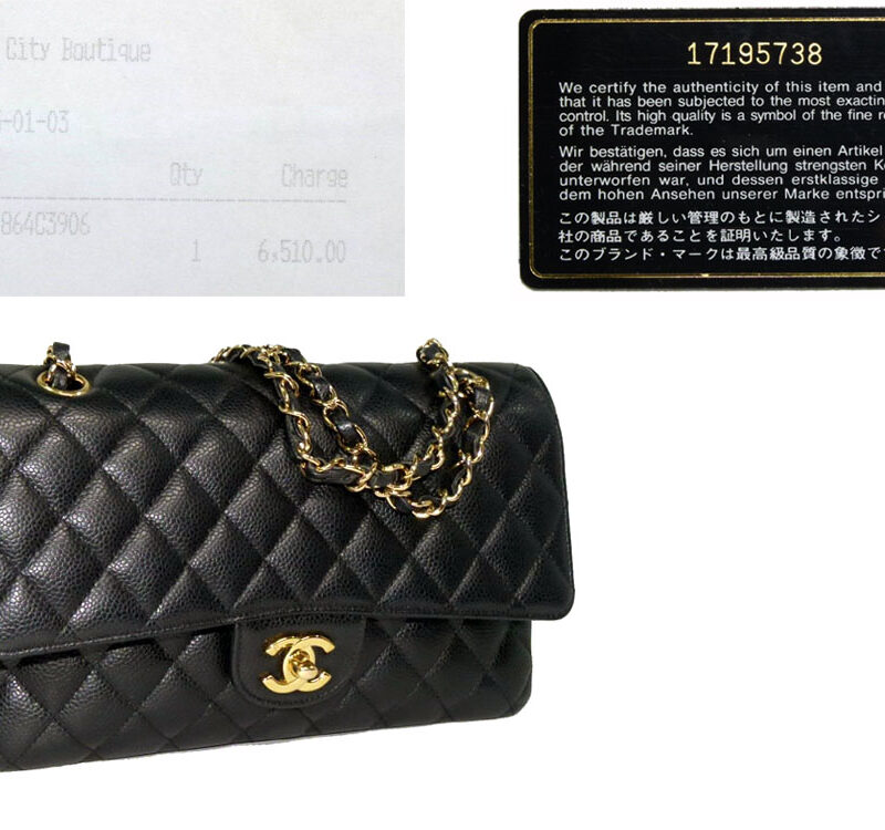 Chanel 17195738 Black Caviar Medium Flap Gold Hardware-0