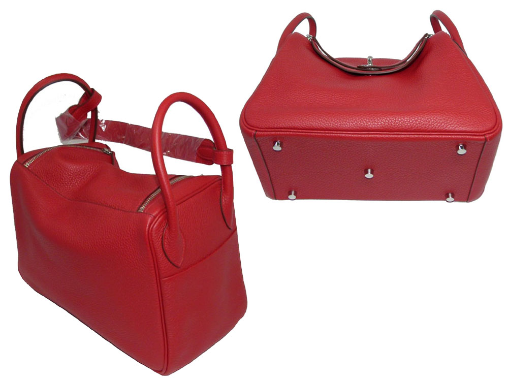 Hermes Lindy 30 Rouge Casaque P Stamp Silver Hardware-25586