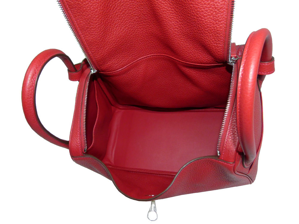 Hermes Lindy 30 Rouge Casaque P Stamp Silver Hardware-25587