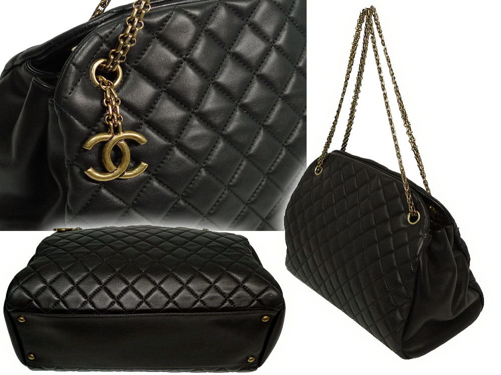 Chanel 14161601 Black Lambskin Mademoiselle Medium Bowling Tote with Vinatage Gold Hardware-25239