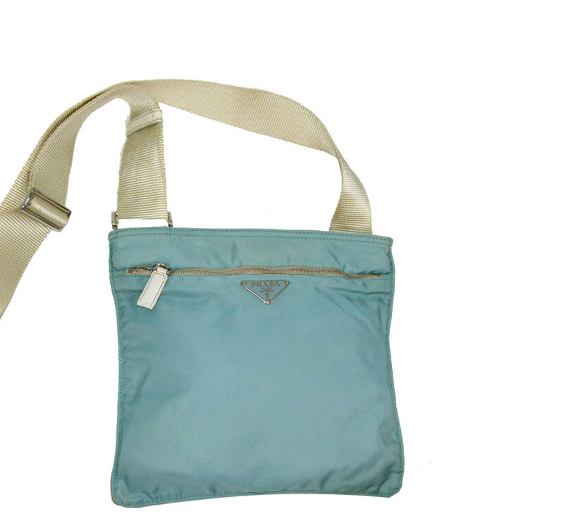 Prada BT0175 Baby BlueTessuto Flat Messenger Bag-0