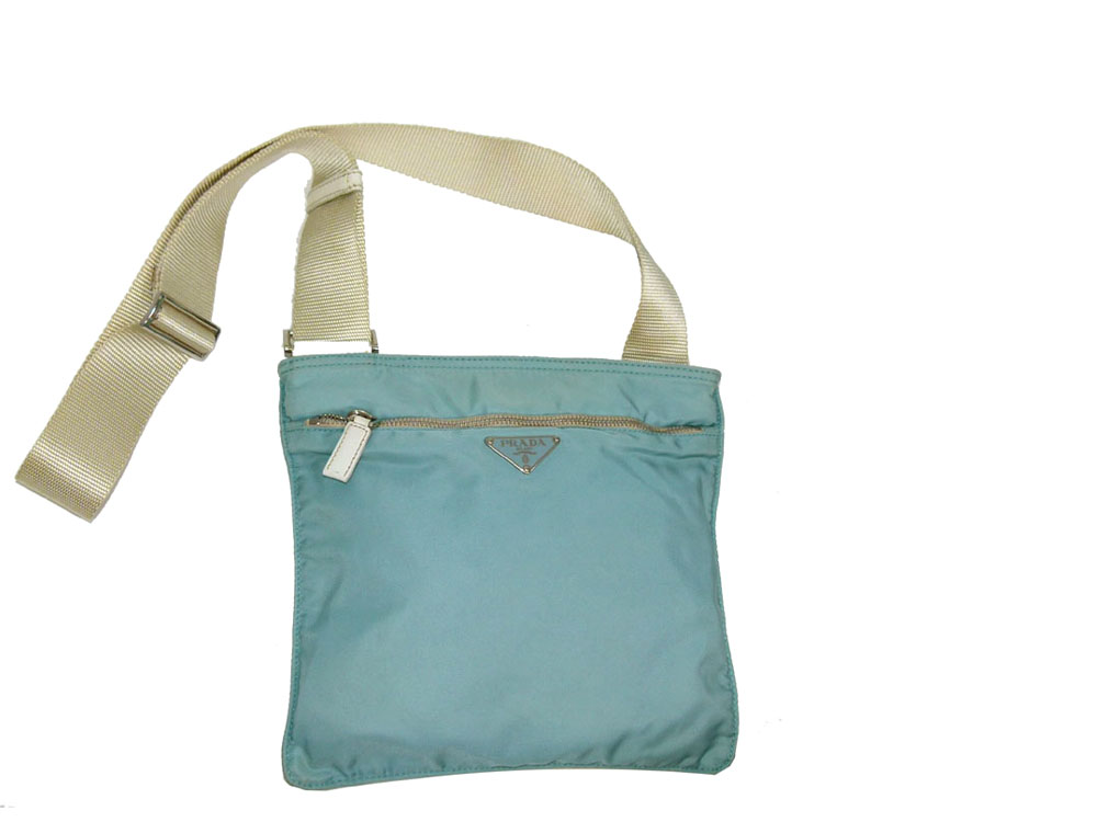Prada BT0175 Baby BlueTessuto Flat Messenger Bag-0