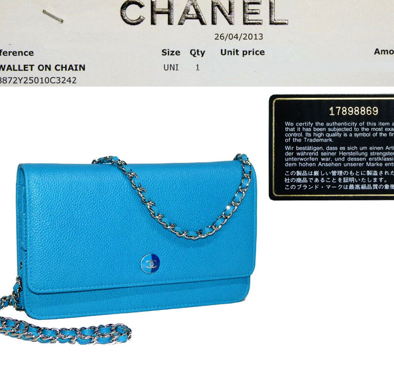 Chanel 17898869 Blue Turqoise13P A68872Y Grained Calfskin Silver Hardware Wallet on Chain-0