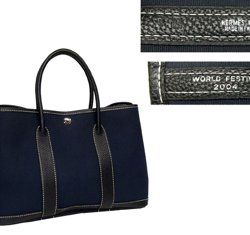 Hermes World Festival 2004 Blue Canvas Garden Party TGM H Stamp-0