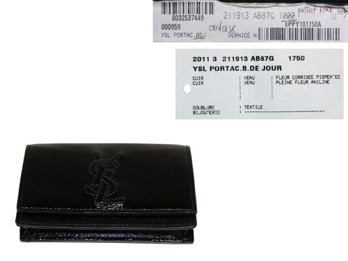 YSL 211913 Black Patent Card Holder-0