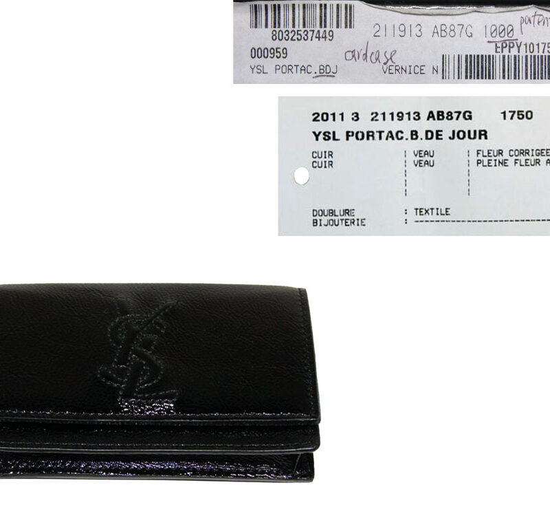 YSL 211913 Black Patent Card Holder-0