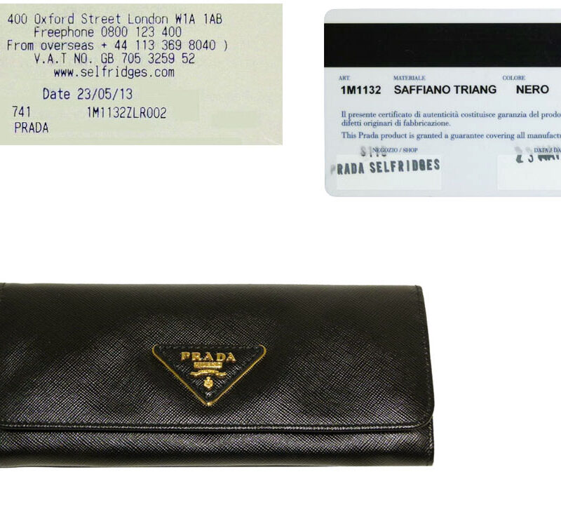 Prada 1M1132 Black Saffiano Triangle Logo Long Wallet-0