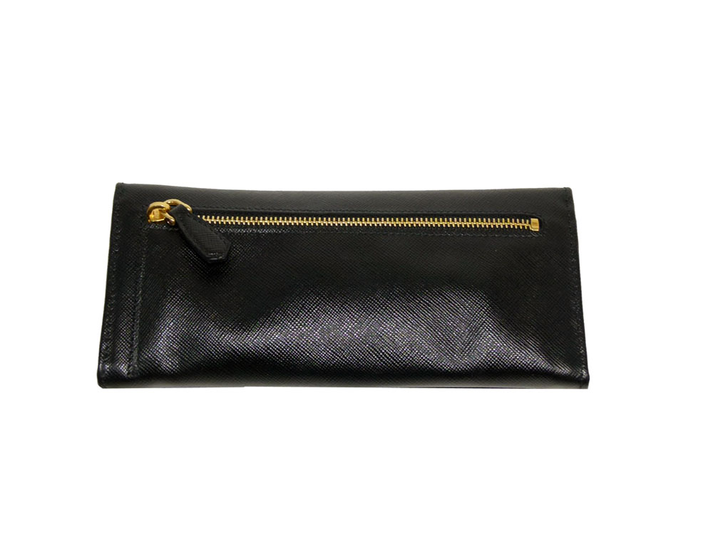 Prada 1M1132 Black Saffiano Triangle Logo Long Wallet-26174
