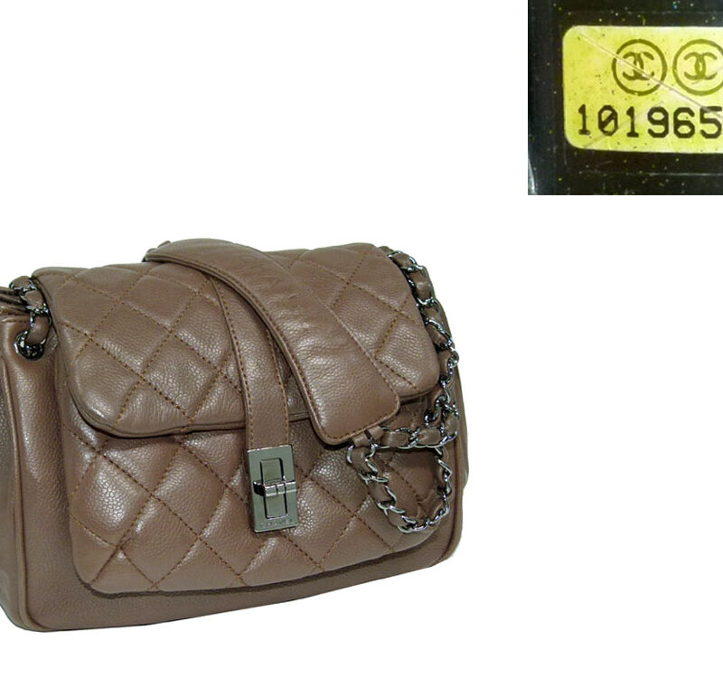 Chanel 10196584 Taupe Caviar Accordion Flap Small Silver Hardware-0