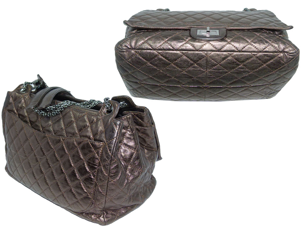Chanel 12458850 Metallic Bronze Reissue Large Shopping/ Document Travel Luggage Tote-26163