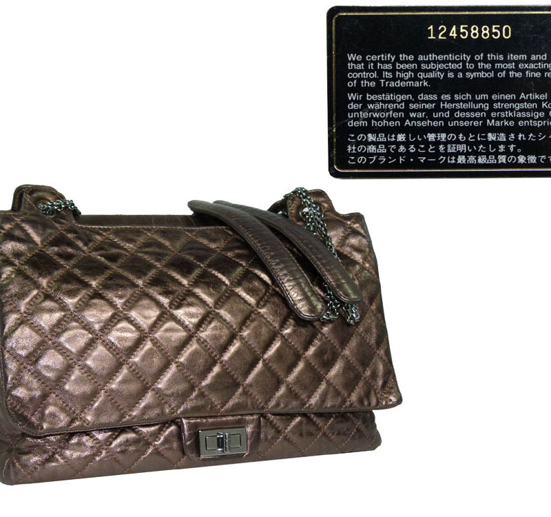 Chanel 12458850 Metallic Bronze Reissue Large Shopping/ Document Travel Luggage Tote-0