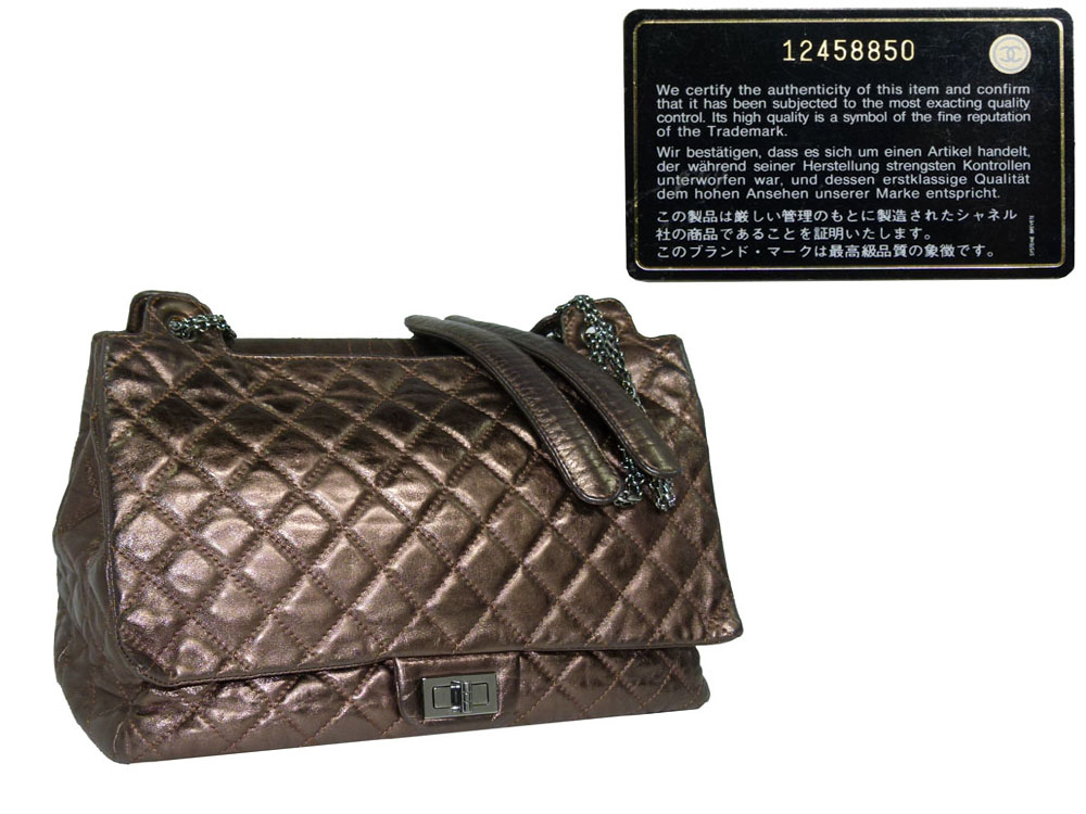 Chanel 12458850 Metallic Bronze Reissue Large Shopping/ Document Travel Luggage Tote-0