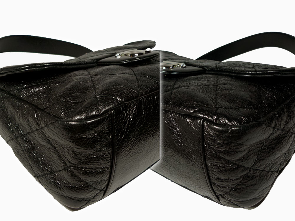 Chanel 13346445 10P Black Distressed "On the Road" Medium Flap Hobo-26210