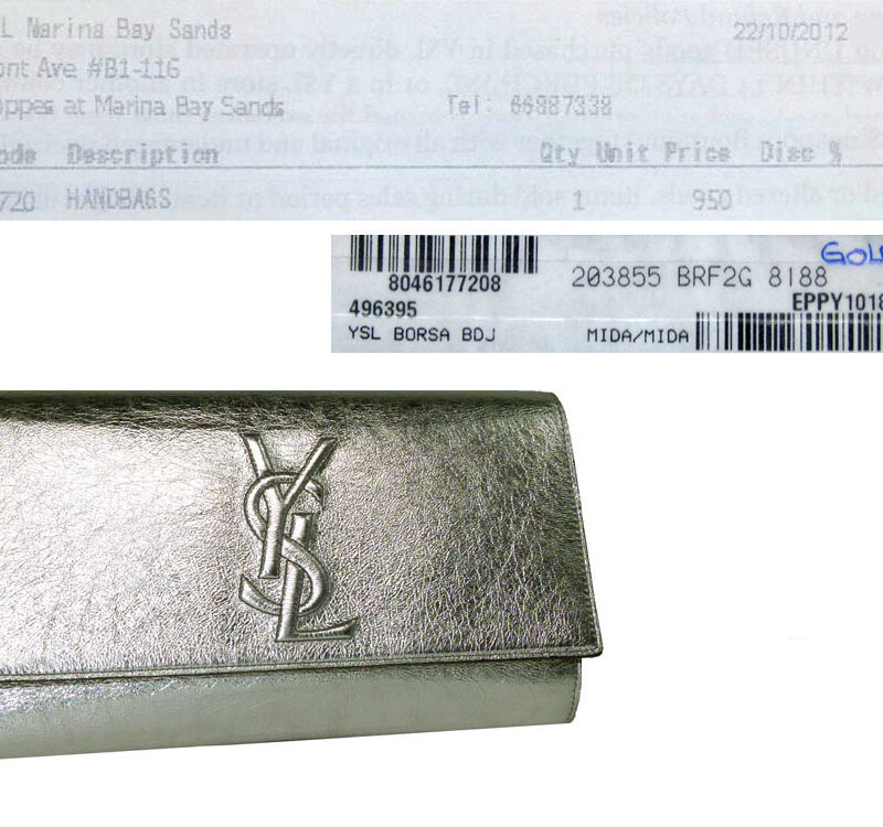YSL 203855 Silver Metallic Calf Leather Large Clutch -0