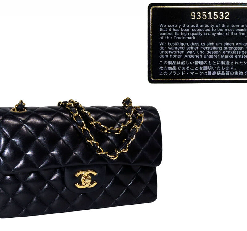 Chanel 9351532 Black Lambskin 9" Small Classic Flap Bag-0