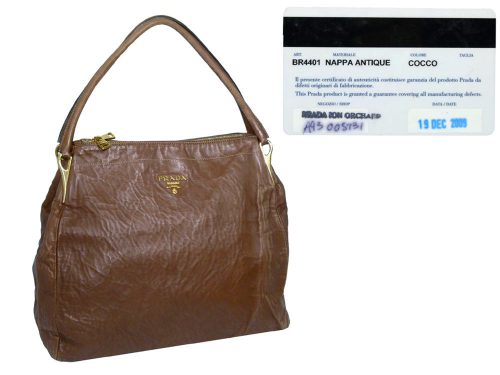 Prada Brown Antique 2 Zips Open Top Bag-0