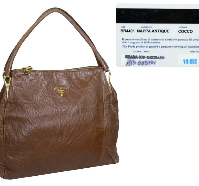 Prada Brown Antique 2 Zips Open Top Bag-0