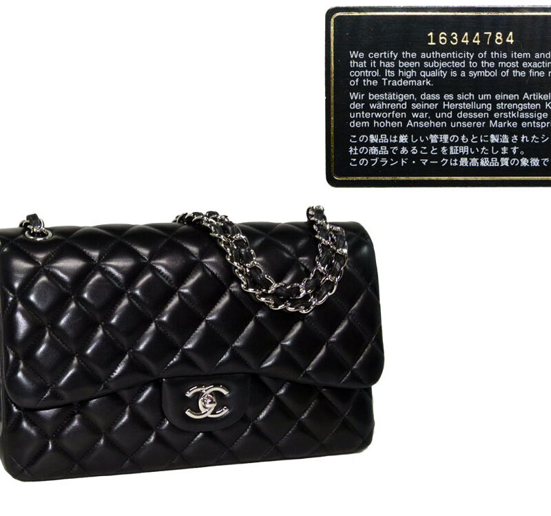 Chanel 16344784 Black Lambskin Jumbo Silver Hardware-0