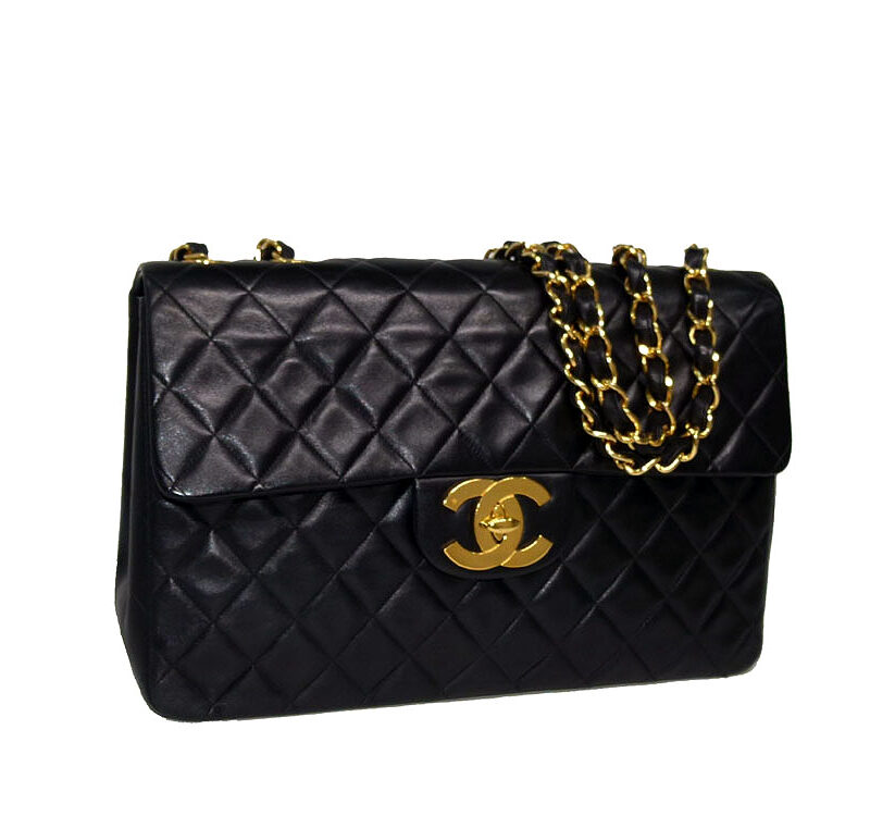 Chanel Black Lambskin Vintage Maxi Large Gold Hardware-0