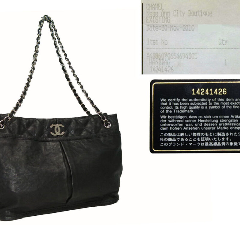 Chanel 14241426 Black Distressed Calf Leather Timeless Shopping Tote Silver Hardware-0