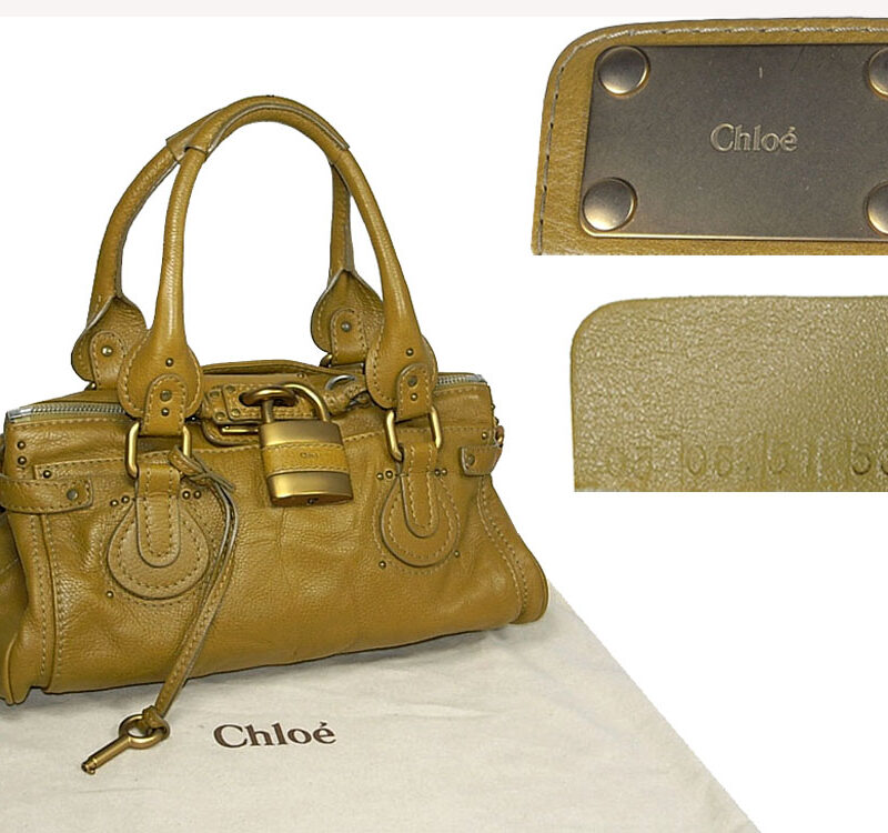 Chloe Mustard Green Calf Classic Paddington Shoulder Tote Bag-0