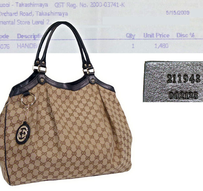 Gucci 211943 Black Calf Brown GG Sukey Large-0