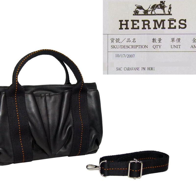 Hermes Black Soft calf Havana Small Tote w Strap Messenger Small-0