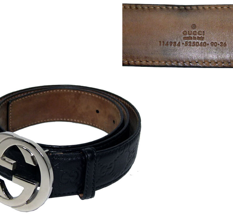 Gucci 114984 Black Guccissima Belt 90cm 36inch-0