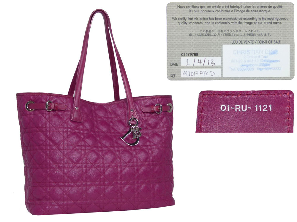 Dior Cherry PVC Canvas Coated Cannage Panarea Tote Medium Document Horizontal Bag-0