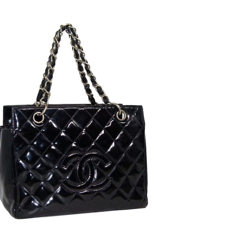 Chanel 6649318 Black Patent Petit Timeless Tote with Mat Silver Hardware-0