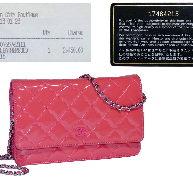 Chanel 17464215 Rose fonce Patent Wallet On Chain Silver Hardware-0