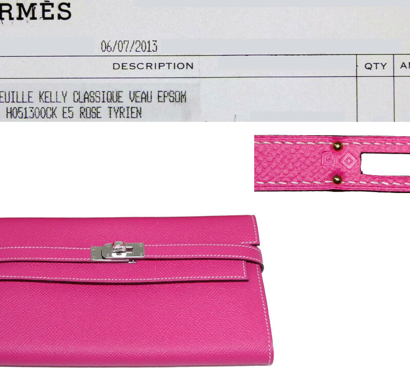 Hermes Q Stamp Rose Tyrien Epsom Leather Silver Hardware Kelly Wallet-0