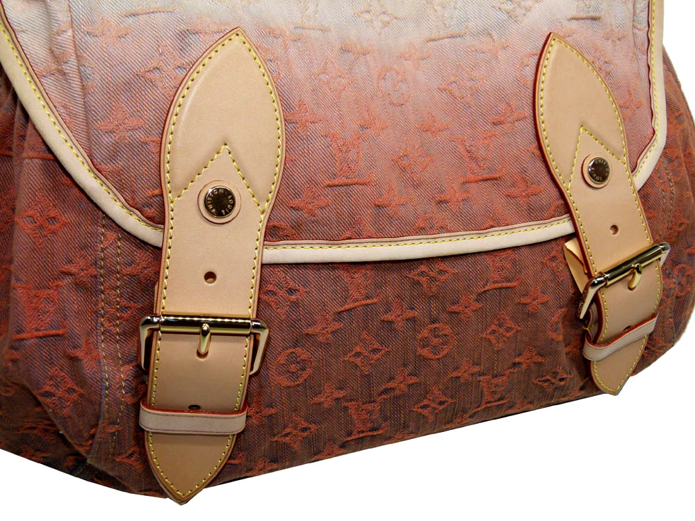 Louis Vuitton M95865 Pink/ Roseo Degraded Monogram Denim Sunrise GM Messenger Bag-26767