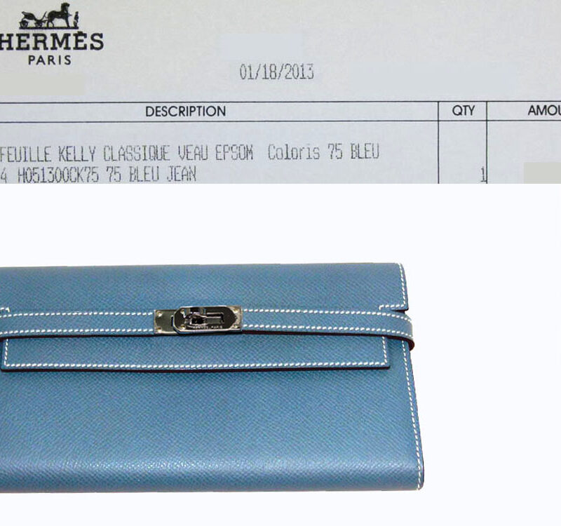 Hermes P Stamp Blue Jean Epsom Leather Silver Hardware Kelly Wallet-0