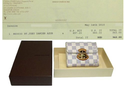 Louis Vuitton N60030 Damier Azur Canvas Joey Wallet-0