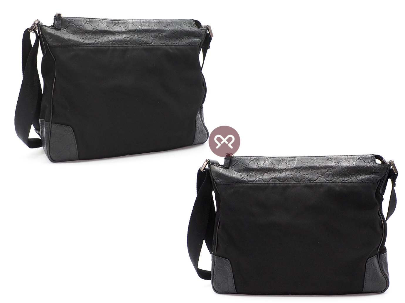 Gucci 161821 Black Canvas / Guccissima Leather Trim Messenger Bag - Image 3