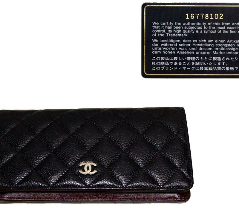 Chanel 16778102 Black Caviar Classic L-Yen Wallet in Gold Hardware-0