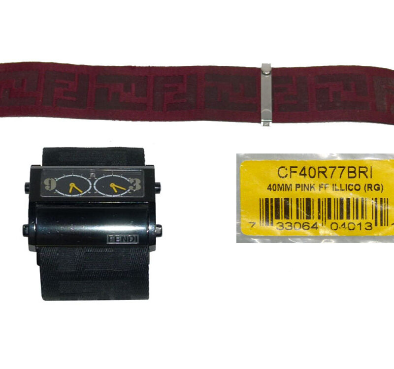 Fendi Black/ Red Canvas Strap with Classic 2 faces Lady Canvas Watch-27418