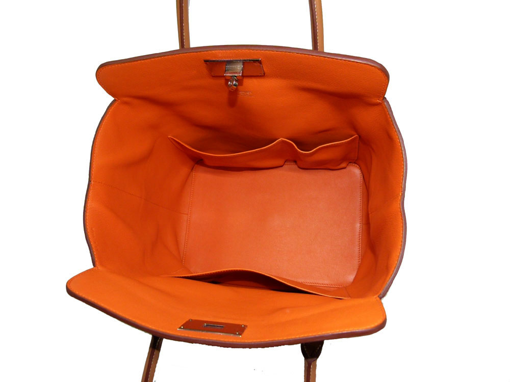 Hermes Toolbox "P" Stamp Eclat 26 Swift Leather Gold/ Orange with Palladium Hardware and Shoulder Strap-26984