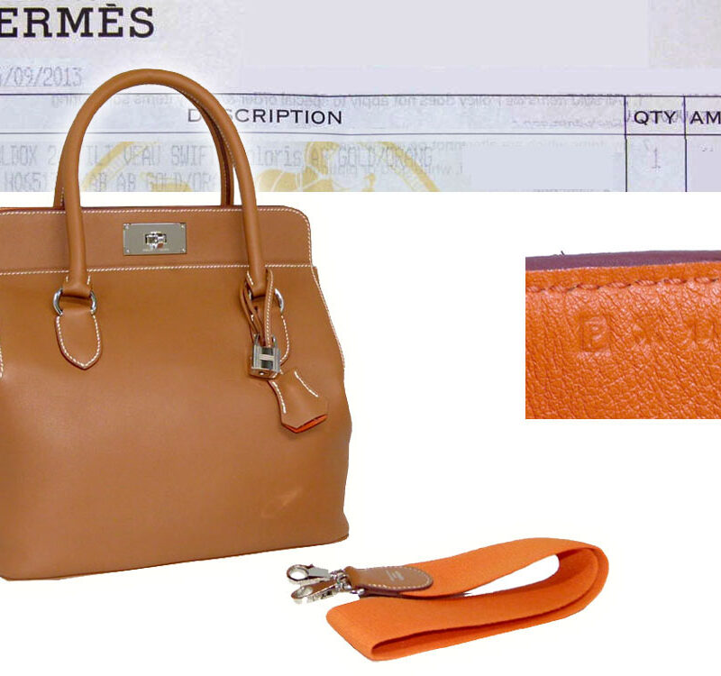Hermes Toolbox "P" Stamp Eclat 26 Swift Leather Gold/ Orange with Palladium Hardware and Shoulder Strap-0