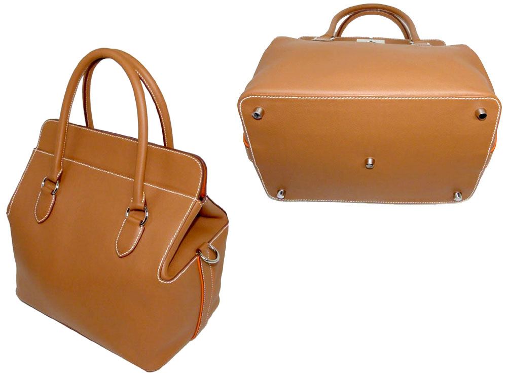 Hermes Toolbox "P" Stamp Eclat 26 Swift Leather Gold/ Orange with Palladium Hardware and Shoulder Strap-26980