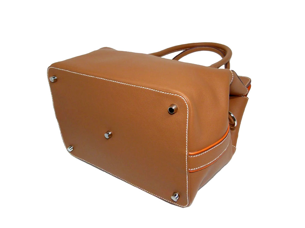 Hermes Toolbox "P" Stamp Eclat 26 Swift Leather Gold/ Orange with Palladium Hardware and Shoulder Strap-26983