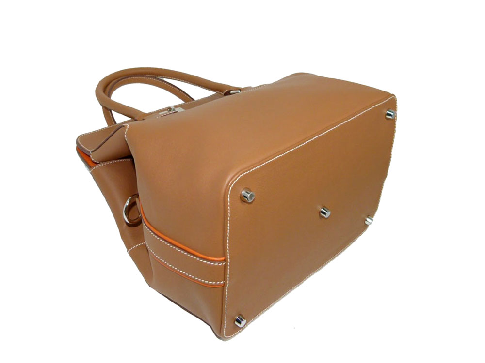 Hermes Toolbox "P" Stamp Eclat 26 Swift Leather Gold/ Orange with Palladium Hardware and Shoulder Strap-26981
