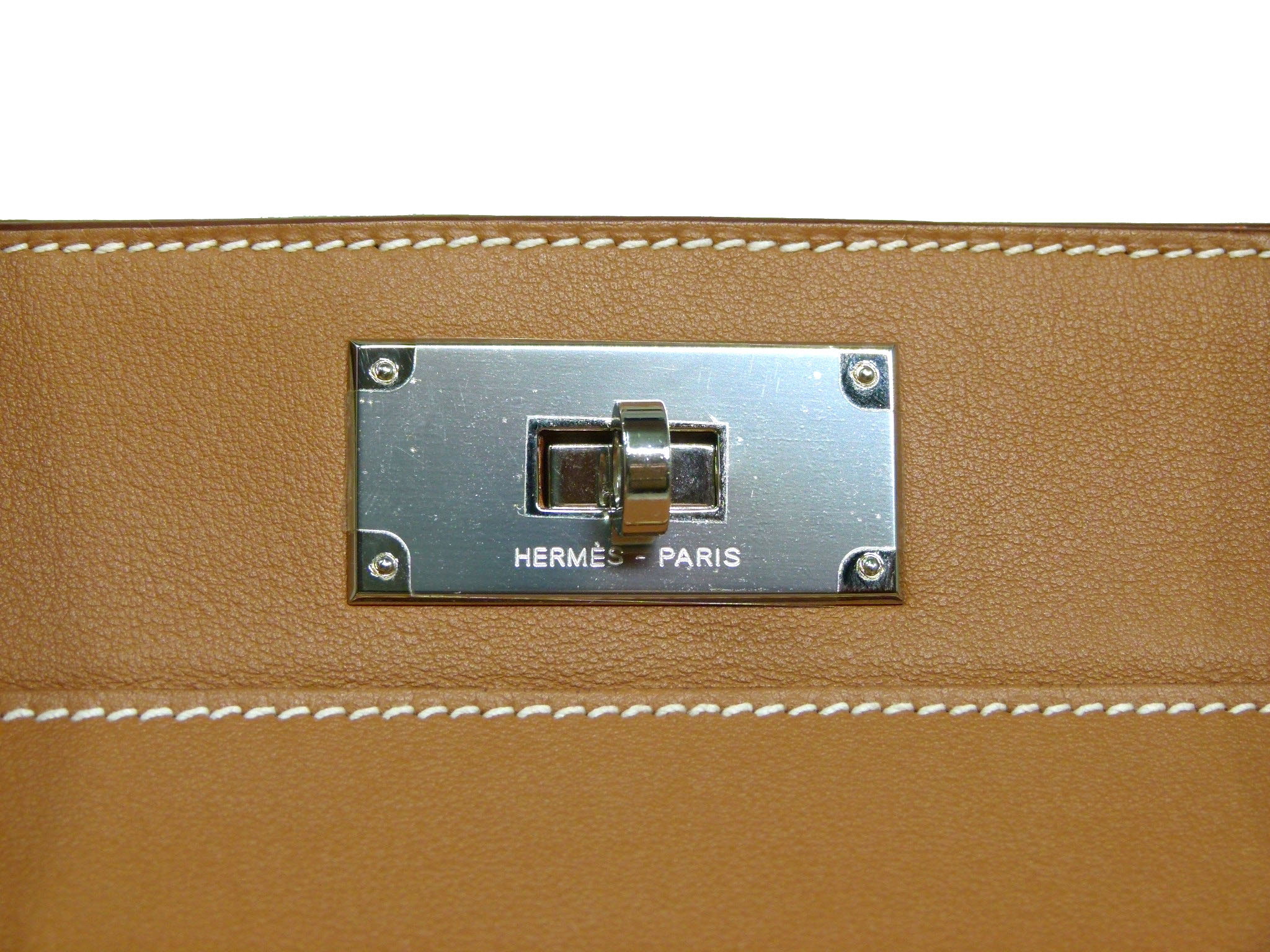 Hermes Toolbox "P" Stamp Eclat 26 Swift Leather Gold/ Orange with Palladium Hardware and Shoulder Strap-26982