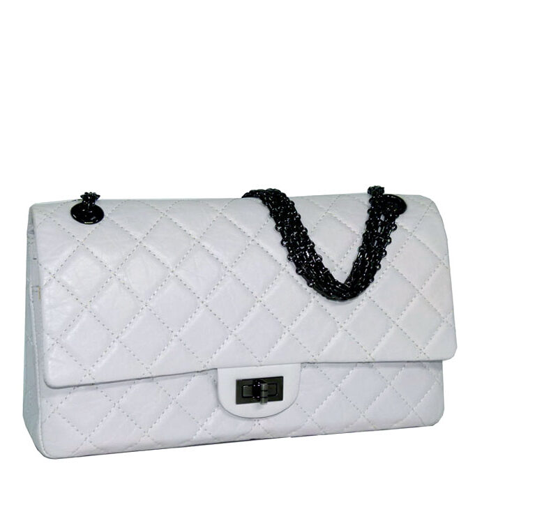 Chanel 12603987 Limited Off-white 255 Reissue Medium Size with Black Bijoux Chain-0