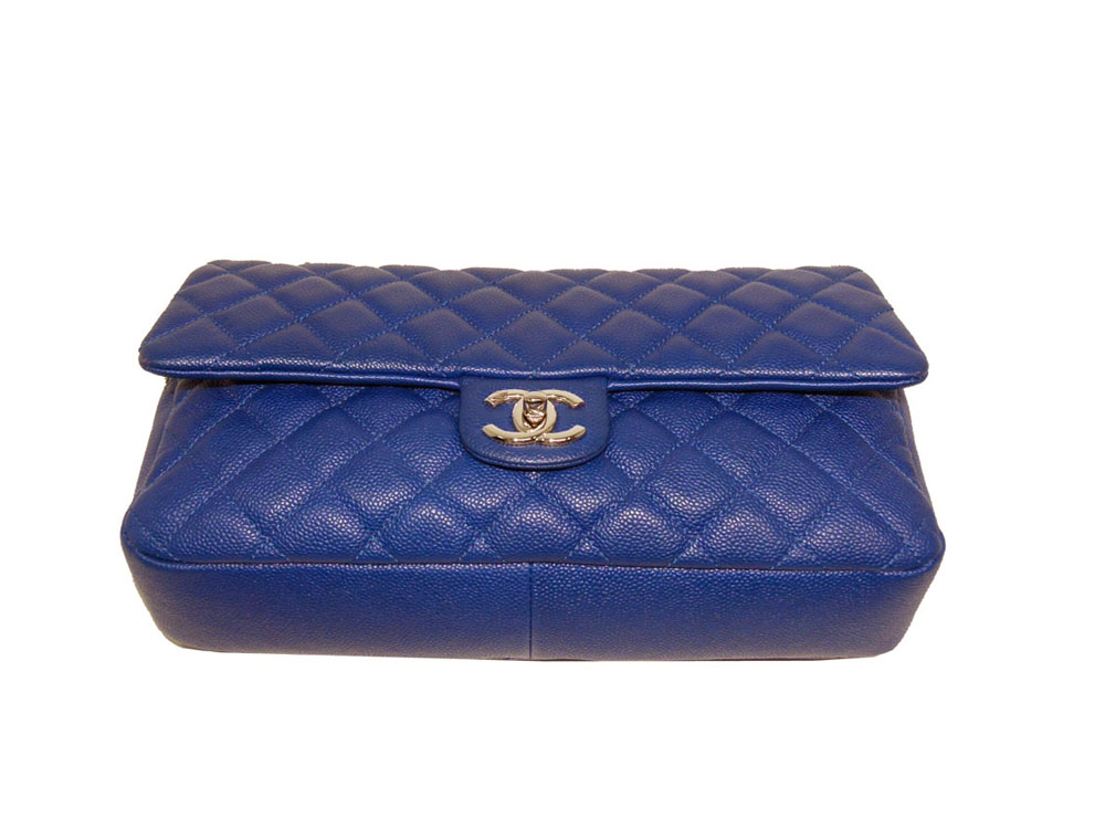 Chanel 17953750 13S Blue Fonce Caviar Easy Flap Bag Silver Hardware-27173